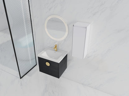 24' Wall - Mounted Bathroom Vanity With Ceramic Sink and Side Cabinet, Soft Close Doors, 00112WH - 06324BCT Combination Cabinet(KD - Packing) - 1st Choice Furniture Direct