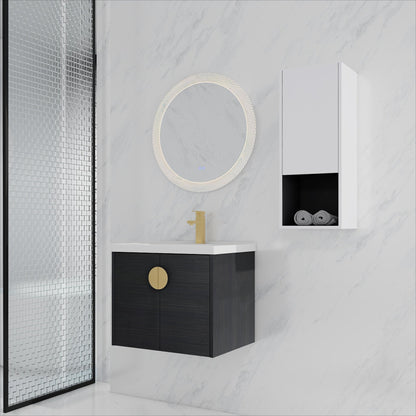 24' Wall - Mounted Bathroom Vanity With Ceramic Sink and Side Cabinet, Soft Close Doors, 00212WHK - 06324BCT Combination Cabinet(KD - Packing) - 1st Choice Furniture Direct