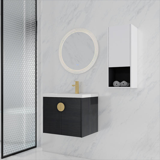 24' Wall - Mounted Bathroom Vanity With Ceramic Sink and Side Cabinet, Soft Close Doors, 00212WHK - 06324BCT Combination Cabinet(KD - Packing) - 1st Choice Furniture Direct