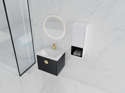 24' Wall - Mounted Bathroom Vanity With Ceramic Sink and Side Cabinet, Soft Close Doors, 00212WHK - 06324BCT Combination Cabinet(KD - Packing) - 1st Choice Furniture Direct