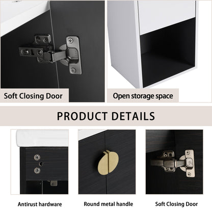 24' Wall - Mounted Bathroom Vanity With Ceramic Sink and Side Cabinet, Soft Close Doors, 00212WHK - 06324BCT Combination Cabinet(KD - Packing) - 1st Choice Furniture Direct