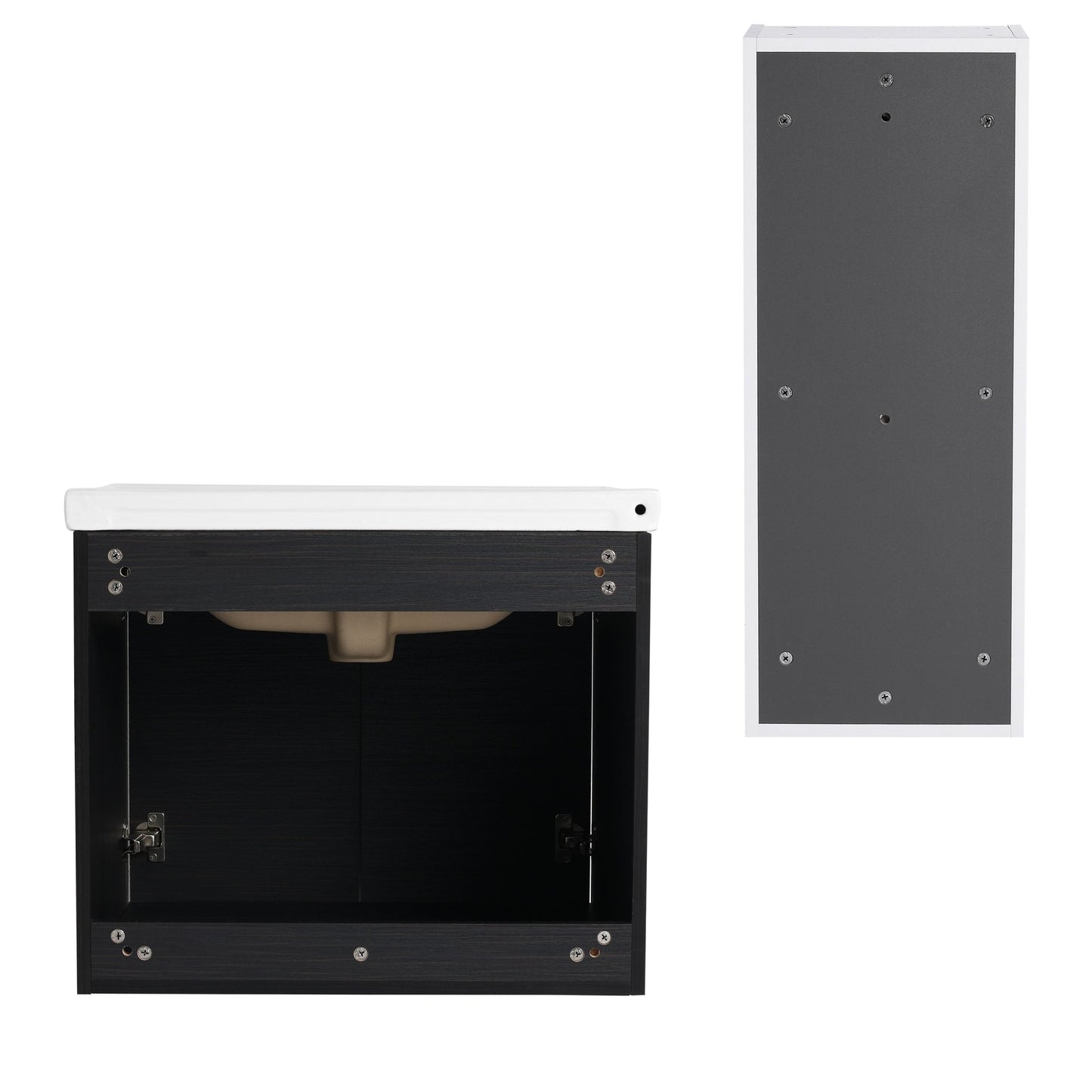 24' Wall - Mounted Bathroom Vanity With Ceramic Sink and Side Cabinet, Soft Close Doors, 00212WHK - 06324BCT Combination Cabinet(KD - Packing) - 1st Choice Furniture Direct