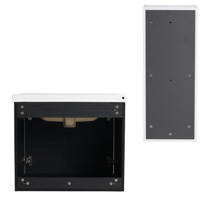 24' Wall - Mounted Bathroom Vanity With Ceramic Sink and Side Cabinet, Soft Close Doors, 00212WHK - 06324BCT Combination Cabinet(KD - Packing) - 1st Choice Furniture Direct