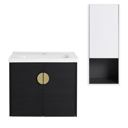 24' Wall - Mounted Bathroom Vanity With Ceramic Sink and Side Cabinet, Soft Close Doors, 00212WHK - 06324BCT Combination Cabinet(KD - Packing) - 1st Choice Furniture Direct