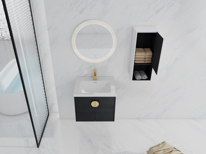 24' Wall - Mounted Bathroom Vanity With Ceramic Sink and Side Cabinet, Soft Close Doors, 00212WHK - 06324BCT Combination Cabinet(KD - Packing) - 1st Choice Furniture Direct