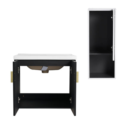 24' Wall - Mounted Bathroom Vanity With Ceramic Sink and Side Cabinet, Soft Close Doors, 00212WHK - 06324BCT Combination Cabinet(KD - Packing) - 1st Choice Furniture Direct