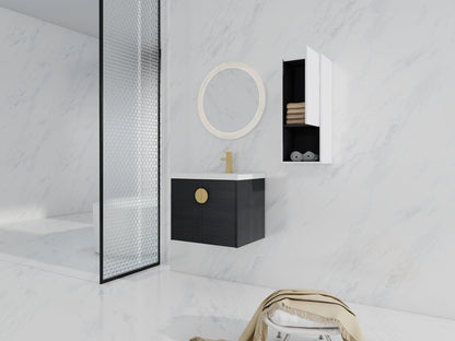 24' Wall - Mounted Bathroom Vanity With Ceramic Sink and Side Cabinet, Soft Close Doors, 00212WHK - 06324BCT Combination Cabinet(KD - Packing) - 1st Choice Furniture Direct