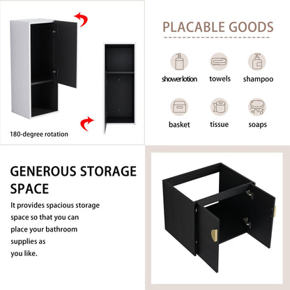 24' Wall - Mounted Bathroom Vanity With Ceramic Sink and Side Cabinet, Soft Close Doors, 00212WHK - 06324BCT Combination Cabinet(KD - Packing) - 1st Choice Furniture Direct