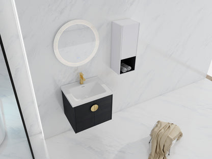 24' Wall - Mounted Bathroom Vanity With Ceramic Sink and Side Cabinet, Soft Close Doors, 00212WHK - 06324BCT Combination Cabinet(KD - Packing) - 1st Choice Furniture Direct