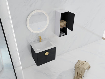 24' Wall - Mounted Bathroom Vanity With Ceramic Sink and Side Cabinet, Soft Close Doors, 00212WHK - 06324BCT Combination Cabinet(KD - Packing) - 1st Choice Furniture Direct