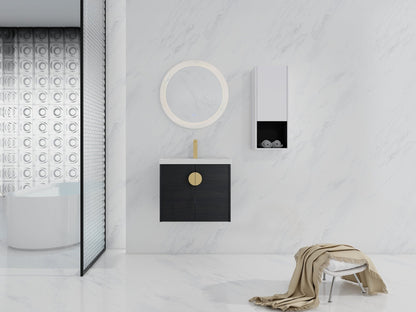 24' Wall - Mounted Bathroom Vanity With Ceramic Sink and Side Cabinet, Soft Close Doors, 00212WHK - 06324BCT Combination Cabinet(KD - Packing) - 1st Choice Furniture Direct