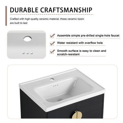 24' Wall - Mounted Bathroom Vanity With Ceramic Sink and Side Cabinet, Soft Close Doors, 00212WHK - 06324BCT Combination Cabinet(KD - Packing) - 1st Choice Furniture Direct
