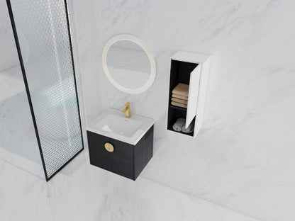 24' Wall - Mounted Bathroom Vanity With Ceramic Sink and Side Cabinet, Soft Close Doors, 00212WHK - 06324BCT Combination Cabinet(KD - Packing) - 1st Choice Furniture Direct