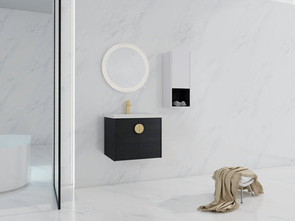 24' Wall - Mounted Bathroom Vanity With Ceramic Sink and Side Cabinet, Soft Close Doors, 00212WHK - 06324BCT Combination Cabinet(KD - Packing) - 1st Choice Furniture Direct