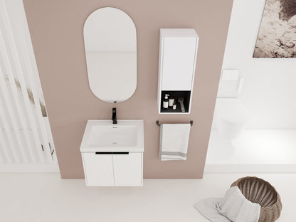 24' Wall - Mounted Bathroom Vanity With Ceramic Sink and Side Cabinet & Soft Close Doors, Combination Cabinet (KD - Package) - 1st Choice Furniture Direct