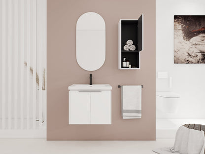24' Wall - Mounted Bathroom Vanity With Ceramic Sink and Side Cabinet & Soft Close Doors, Combination Cabinet (KD - Package) - 1st Choice Furniture Direct