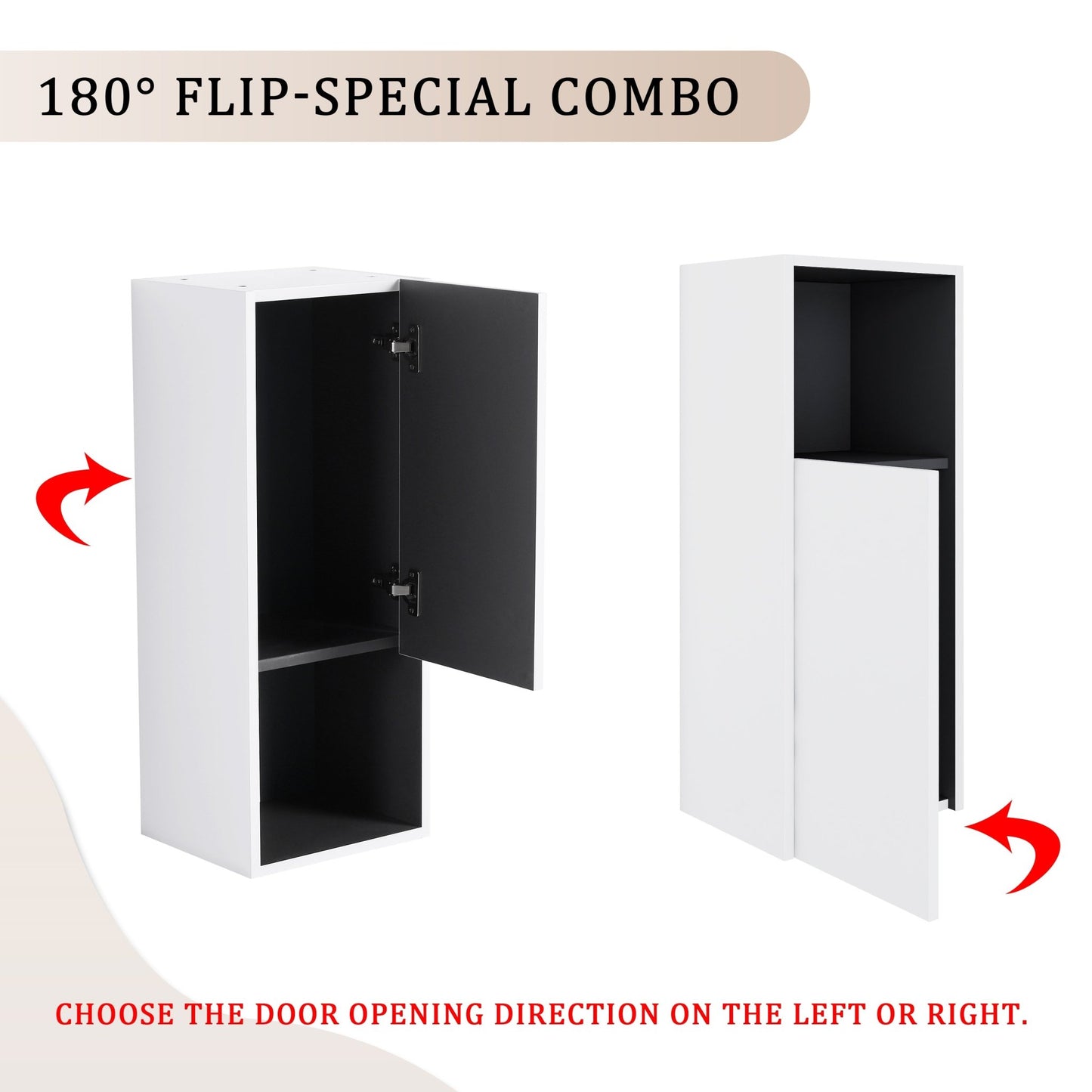 24' Wall - Mounted Bathroom Vanity With Ceramic Sink and Side Cabinet & Soft Close Doors, Combination Cabinet (KD - Package) - 1st Choice Furniture Direct