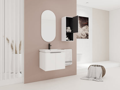 24' Wall - Mounted Bathroom Vanity With Ceramic Sink and Side Cabinet & Soft Close Doors, Combination Cabinet (KD - Package) - 1st Choice Furniture Direct