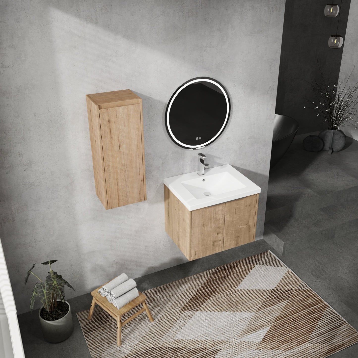 24' Wall - Mounted Bathroom Vanity With Sink and Side Cabinet, Soft Close Doors,00112IMO - 00624IMO Combination Cabinet(KD - Packing) - 1st Choice Furniture Direct