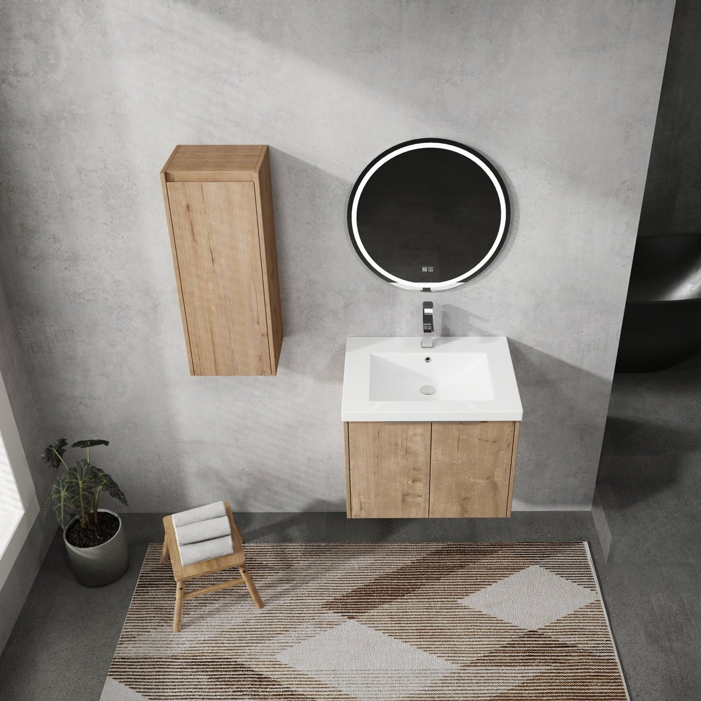 24' Wall - Mounted Bathroom Vanity With Sink and Side Cabinet, Soft Close Doors,00112IMO - 00624IMO Combination Cabinet(KD - Packing) - 1st Choice Furniture Direct