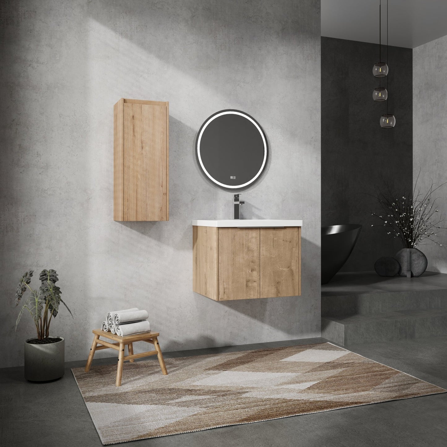 24' Wall - Mounted Bathroom Vanity With Sink and Side Cabinet, Soft Close Doors,00112IMO - 00624IMO Combination Cabinet(KD - Packing) - 1st Choice Furniture Direct