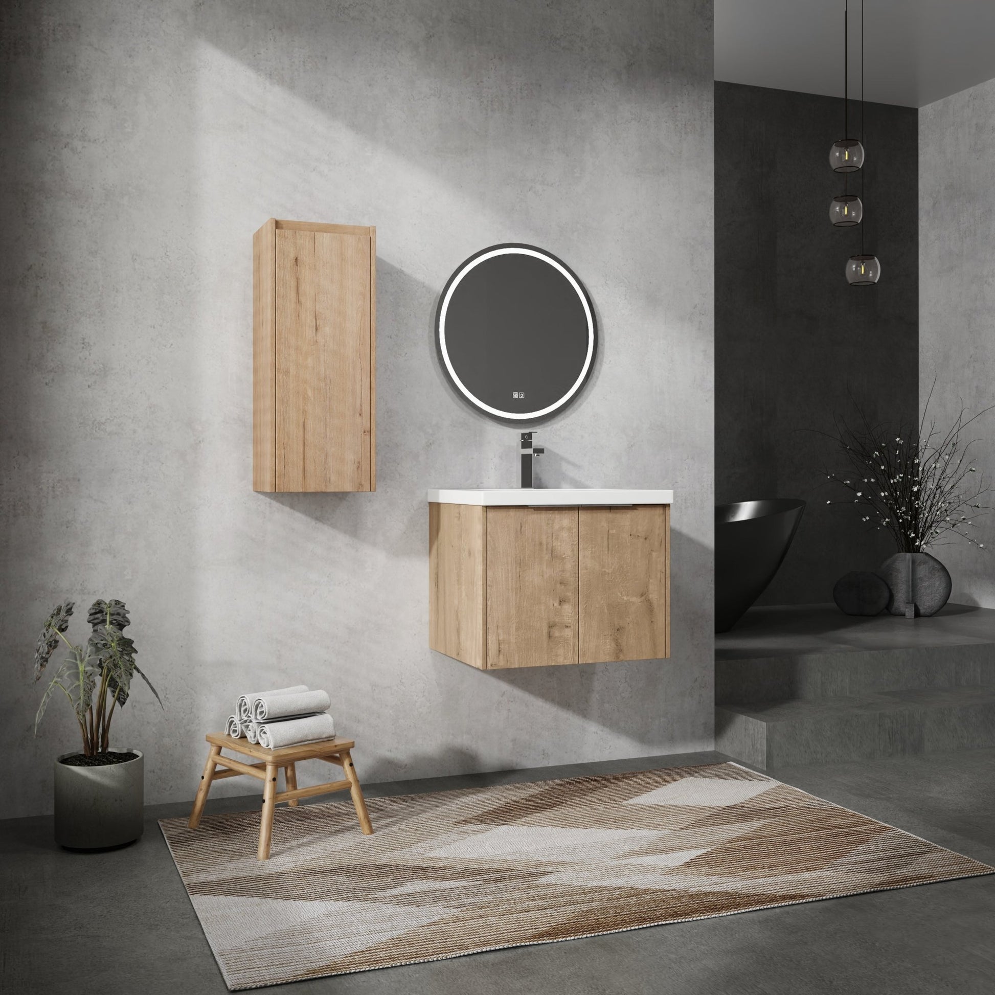 24' Wall - Mounted Bathroom Vanity With Sink and Side Cabinet, Soft Close Doors,00112IMO - 00624IMO Combination Cabinet(KD - Packing) - 1st Choice Furniture Direct