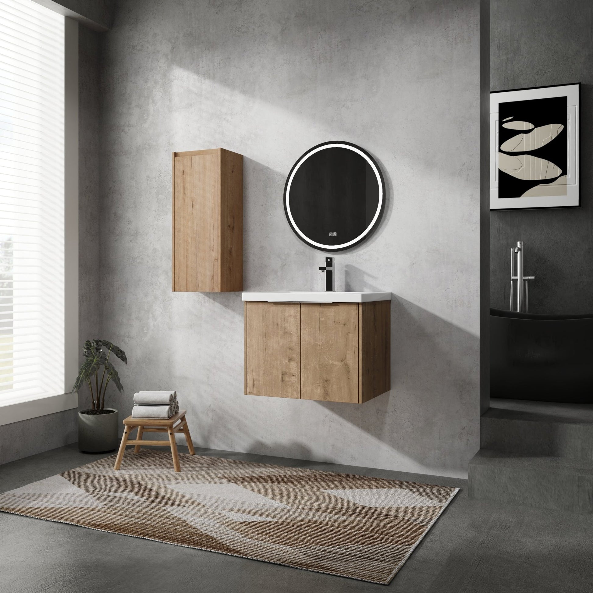 24' Wall - Mounted Bathroom Vanity With Sink and Side Cabinet, Soft Close Doors,00112IMO - 00624IMO Combination Cabinet(KD - Packing) - 1st Choice Furniture Direct