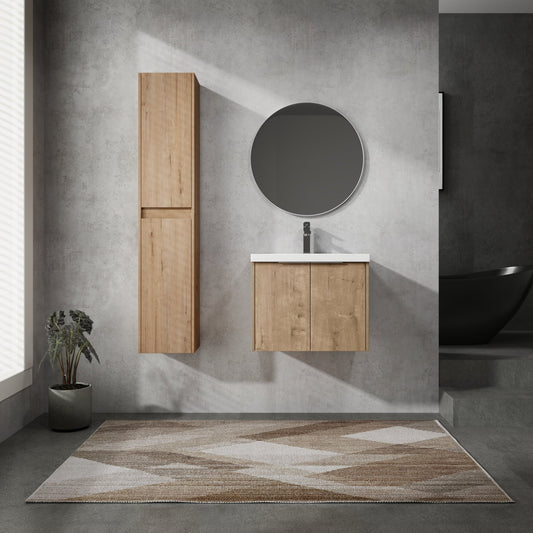 24' Wall - Mounted Bathroom Vanity With Sink and Side Cabinet, Soft Close Doors,00112IMO x 2 - 00624IMO Combination Cabinet(KD - Packing) - 1st Choice Furniture Direct