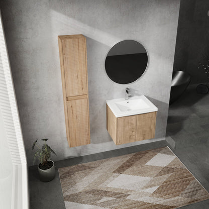 24' Wall - Mounted Bathroom Vanity With Sink and Side Cabinet, Soft Close Doors,00112IMO x 2 - 00624IMO Combination Cabinet(KD - Packing) - 1st Choice Furniture Direct