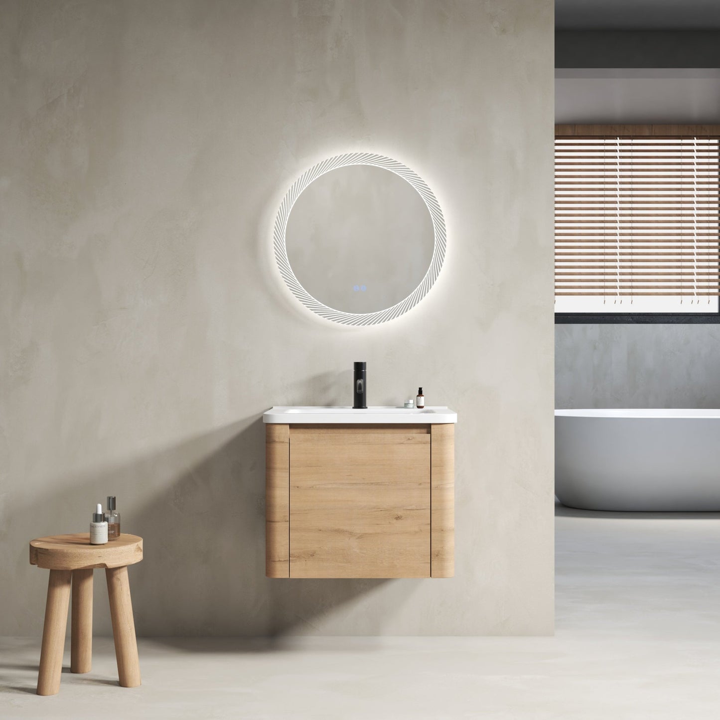24'' Wall-Mounted Bathroom Vanity with White Ceramic Sink & 1-Soft-Close Door, KD-Packing, Plywood - 1st Choice Furniture Direct