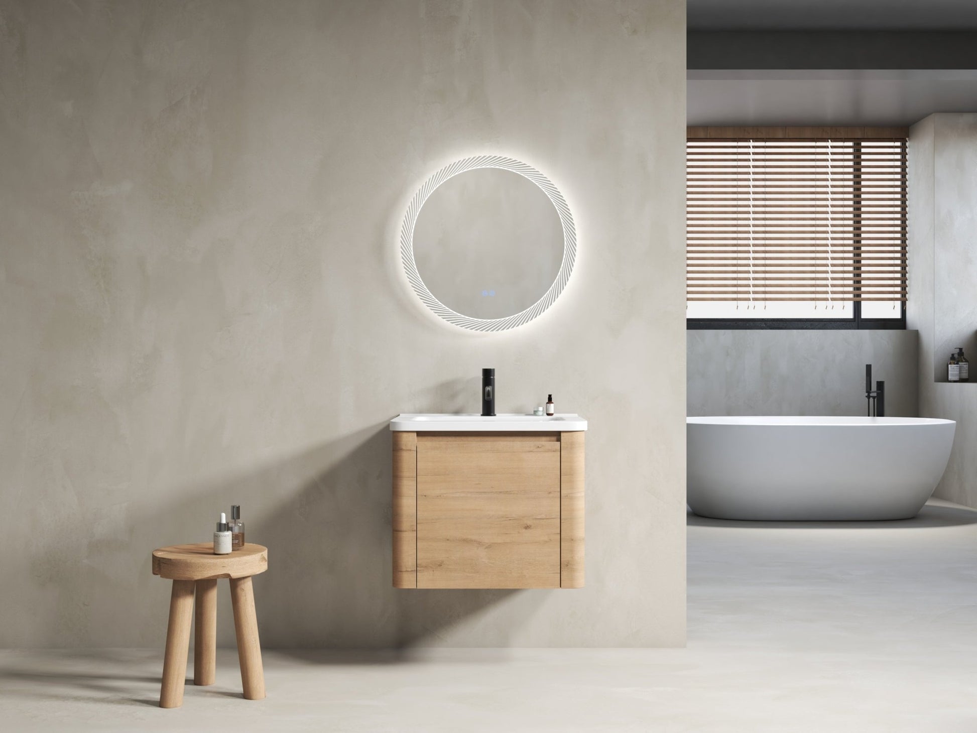 24'' Wall-Mounted Bathroom Vanity with White Ceramic Sink & 1-Soft-Close Door, KD-Packing, Plywood - 1st Choice Furniture Direct