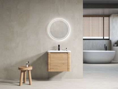 24'' Wall-Mounted Bathroom Vanity with White Ceramic Sink & 1-Soft-Close Door, KD-Packing, Plywood - 1st Choice Furniture Direct