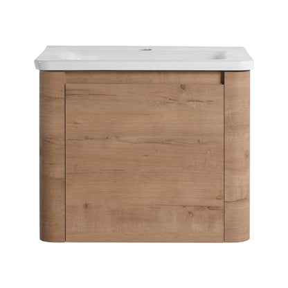 24'' Wall-Mounted Bathroom Vanity with White Ceramic Sink & 1-Soft-Close Door, KD-Packing, Plywood - 1st Choice Furniture Direct