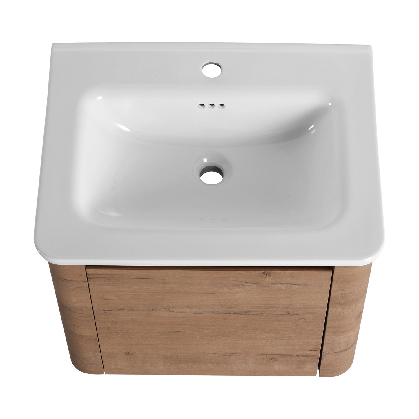 24'' Wall-Mounted Bathroom Vanity with White Ceramic Sink & 1-Soft-Close Door, KD-Packing, Plywood - 1st Choice Furniture Direct