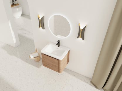 24'' Wall-Mounted Bathroom Vanity with White Ceramic Sink & 1-Soft-Close Door, KD-Packing, Plywood - 1st Choice Furniture Direct