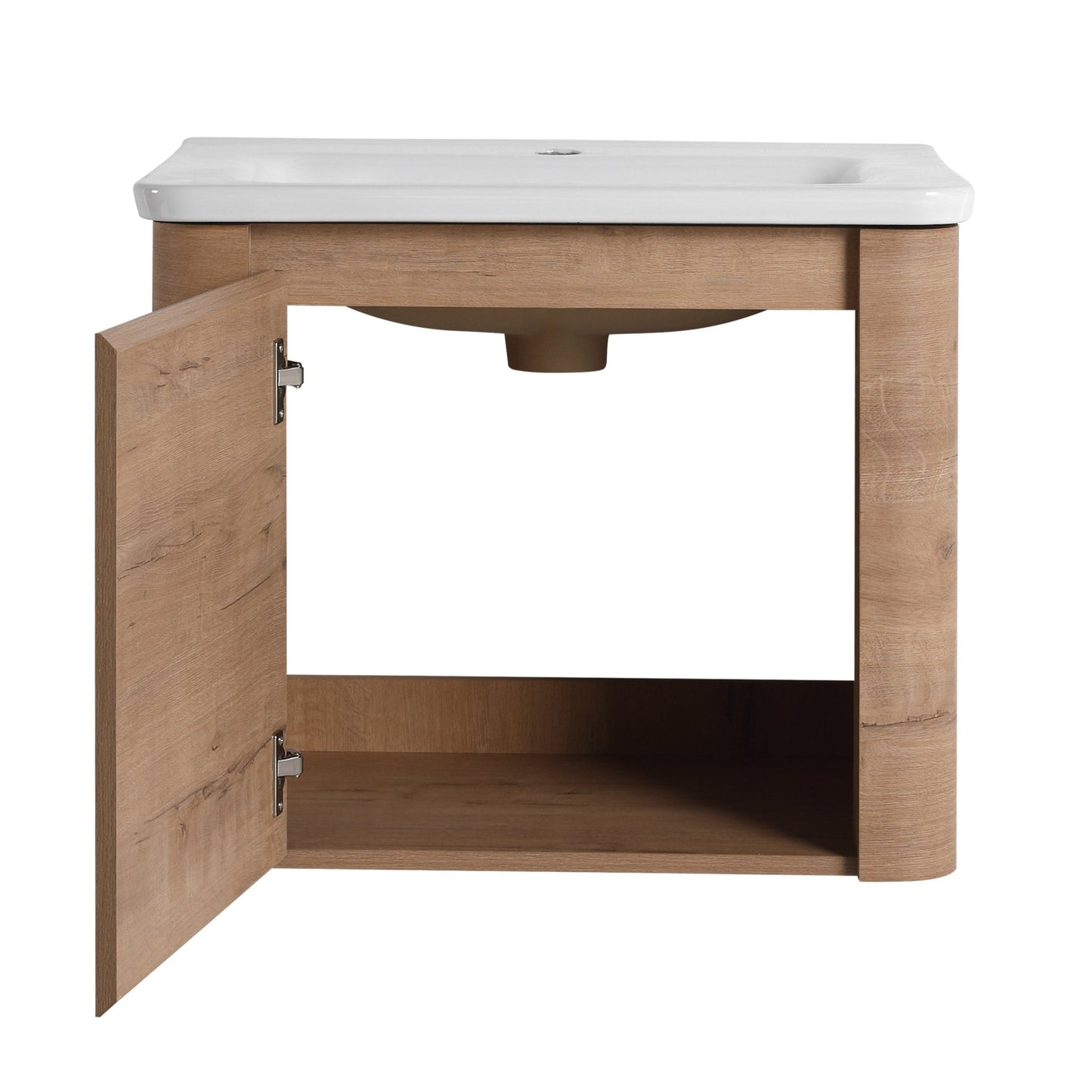 24'' Wall-Mounted Bathroom Vanity with White Ceramic Sink & 1-Soft-Close Door, KD-Packing, Plywood - 1st Choice Furniture Direct