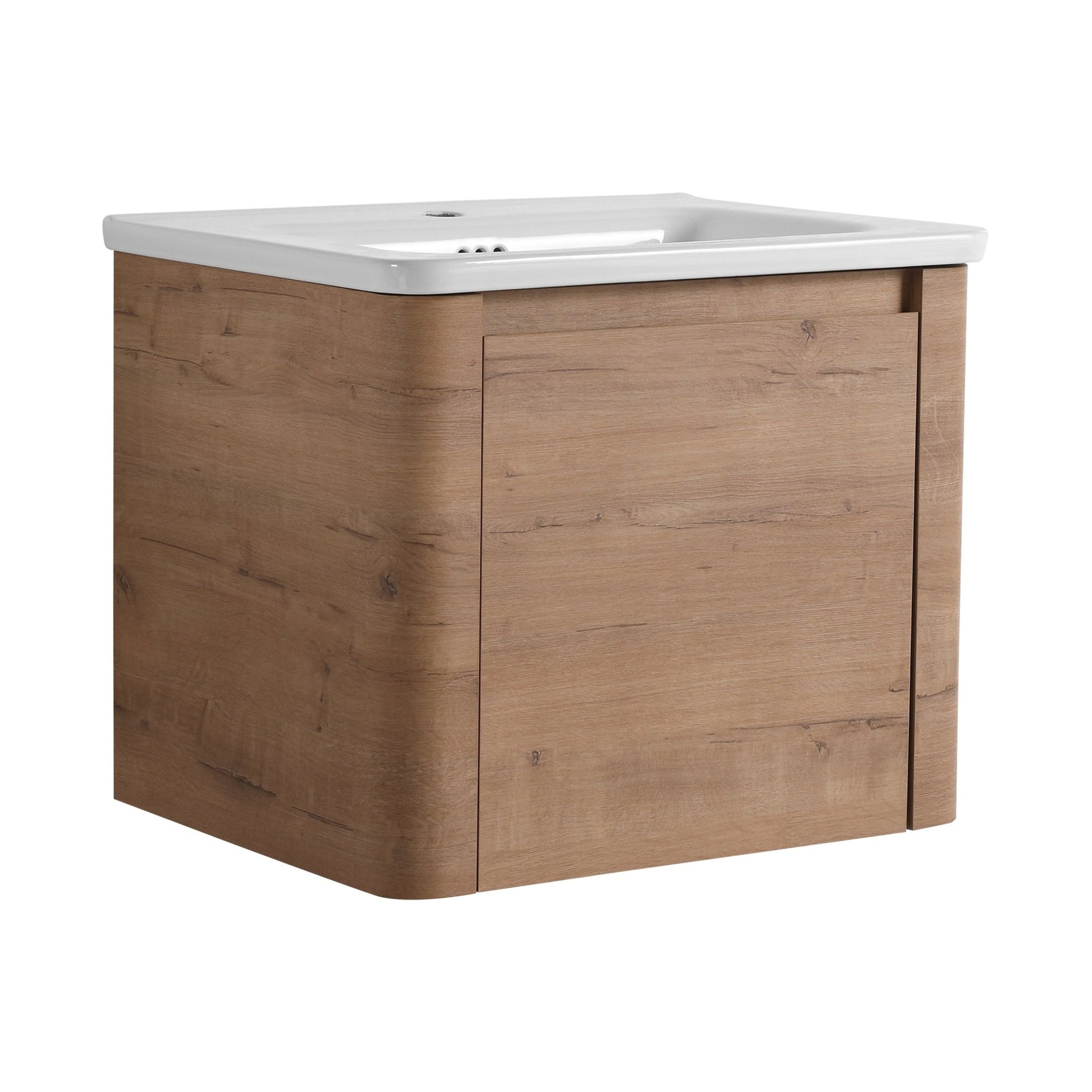 24'' Wall-Mounted Bathroom Vanity with White Ceramic Sink & 1-Soft-Close Door, KD-Packing, Plywood - 1st Choice Furniture Direct