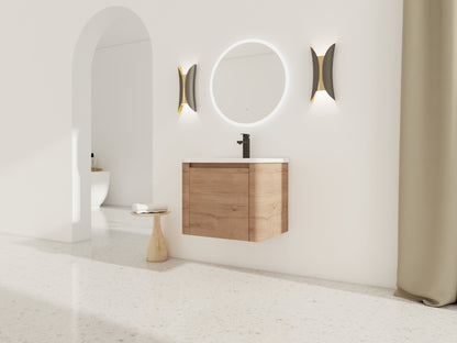 24'' Wall-Mounted Bathroom Vanity with White Ceramic Sink & 1-Soft-Close Door, KD-Packing, Plywood - 1st Choice Furniture Direct
