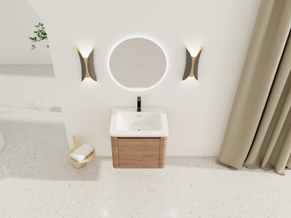 24'' Wall-Mounted Bathroom Vanity with White Ceramic Sink & 1-Soft-Close Door, KD-Packing, Plywood - 1st Choice Furniture Direct