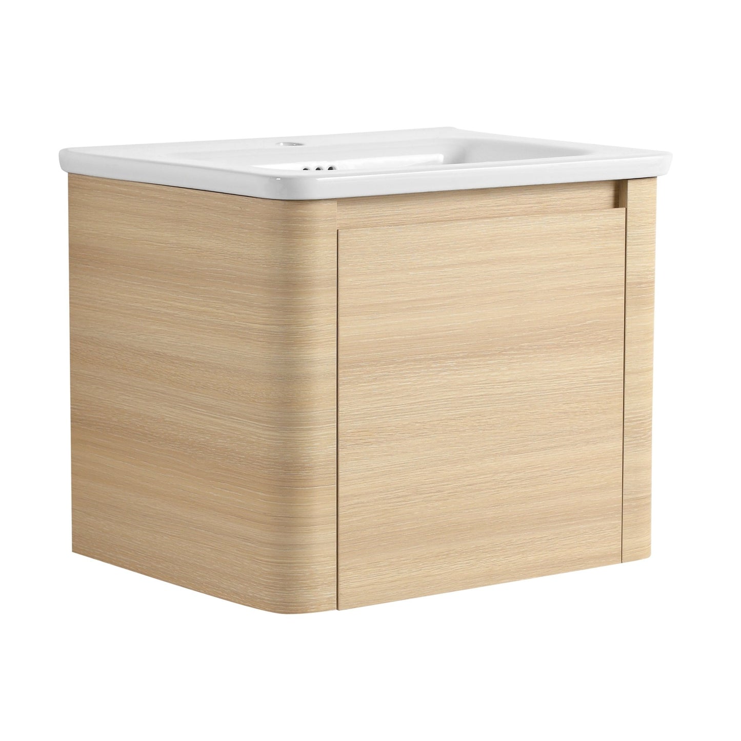 24'' Wall - Mounted Bathroom Vanity with White Ceramic Sink & 1 - Soft - Close Door, KD - Packing, Plywood, American White Oak - 1st Choice Furniture Direct