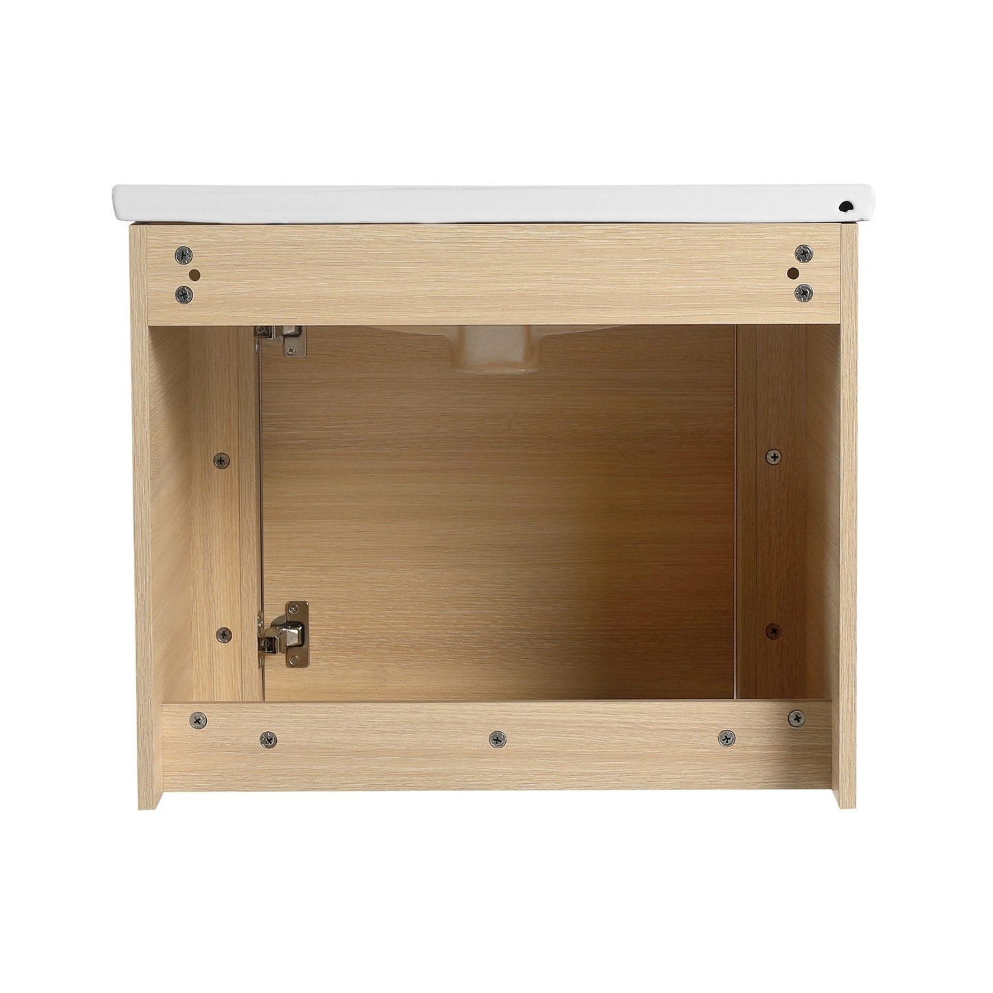24'' Wall - Mounted Bathroom Vanity with White Ceramic Sink & 1 - Soft - Close Door, KD - Packing, Plywood, American White Oak - 1st Choice Furniture Direct