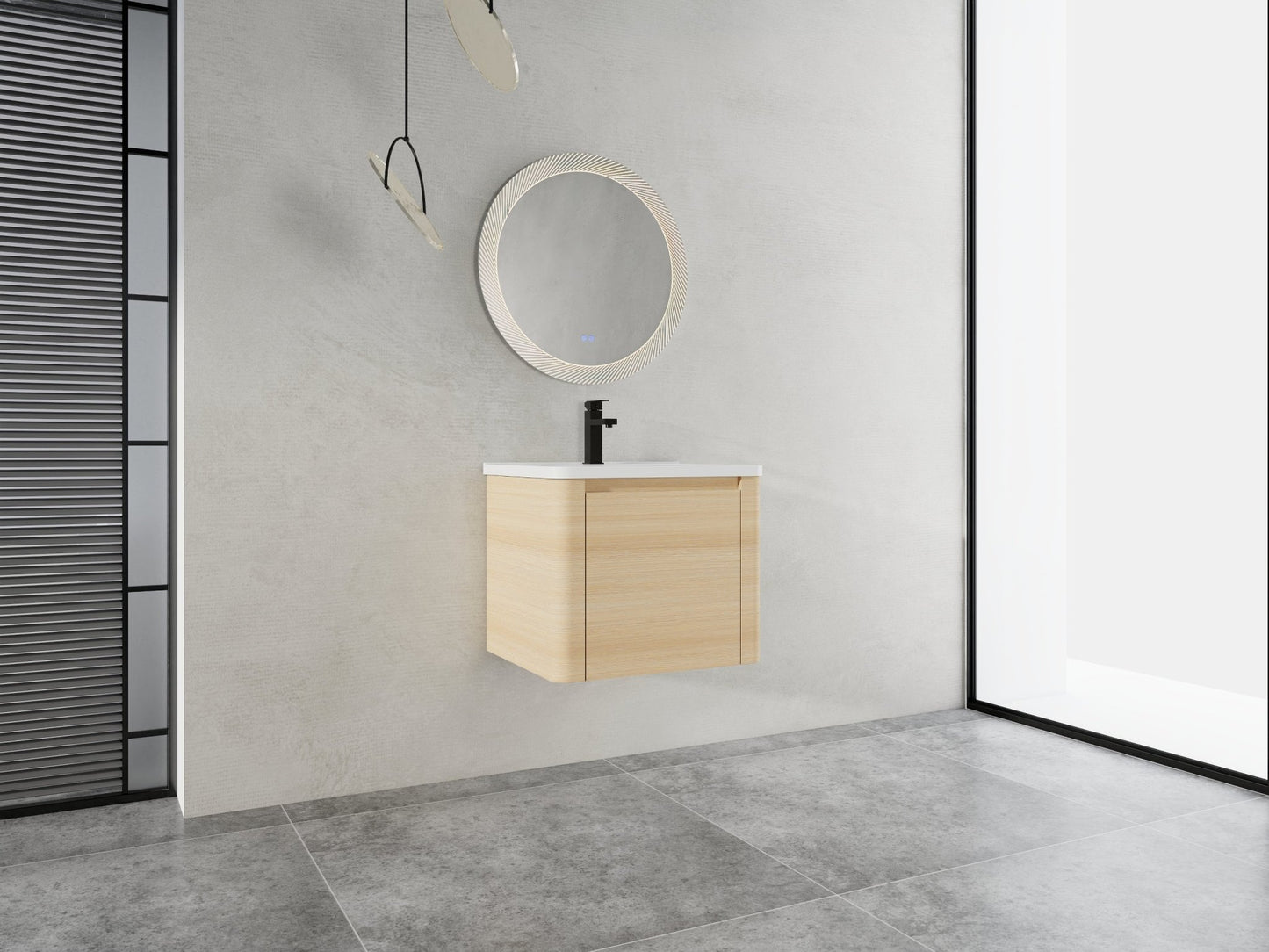 24'' Wall - Mounted Bathroom Vanity with White Ceramic Sink & 1 - Soft - Close Door, KD - Packing, Plywood, American White Oak - 1st Choice Furniture Direct