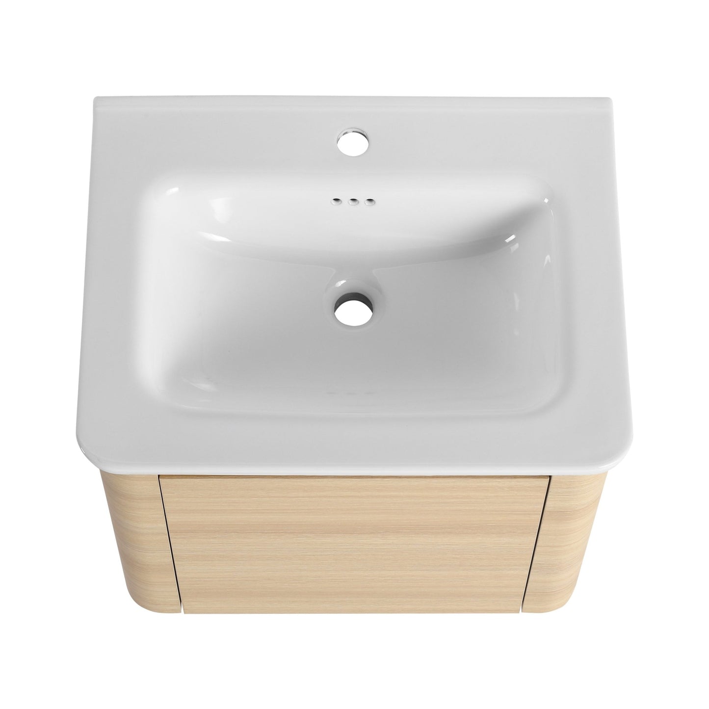 24'' Wall - Mounted Bathroom Vanity with White Ceramic Sink & 1 - Soft - Close Door, KD - Packing, Plywood, American White Oak - 1st Choice Furniture Direct