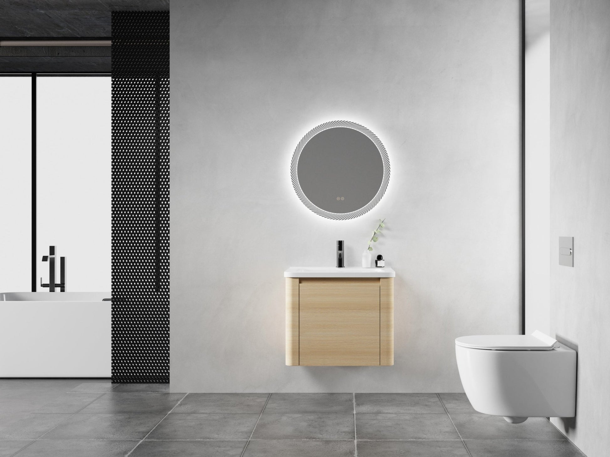 24'' Wall - Mounted Bathroom Vanity with White Ceramic Sink & 1 - Soft - Close Door, KD - Packing, Plywood, American White Oak - 1st Choice Furniture Direct