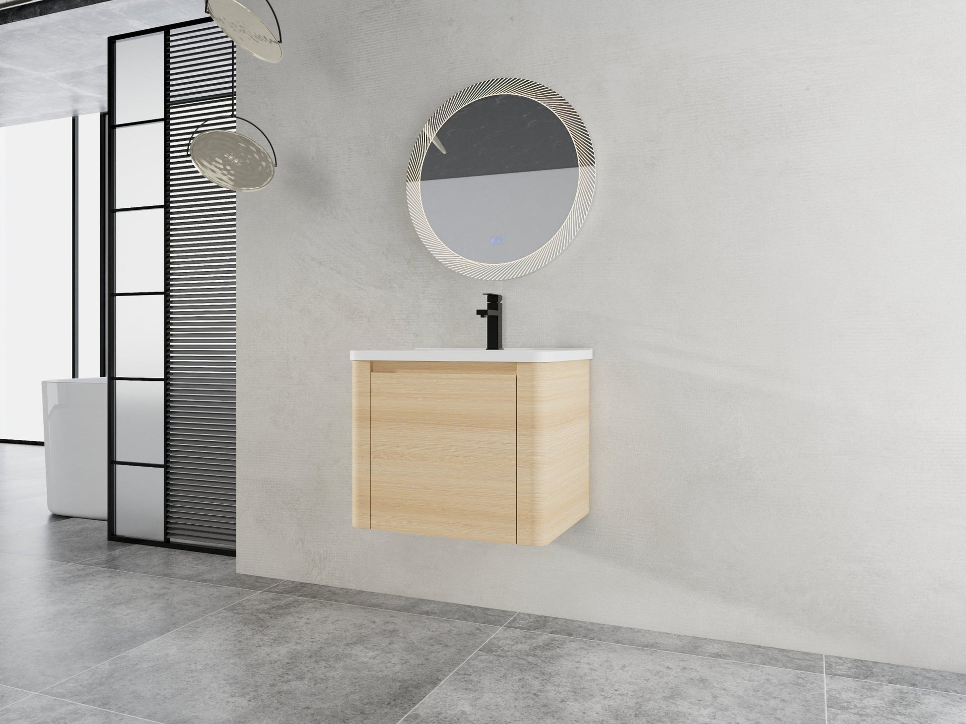 24'' Wall - Mounted Bathroom Vanity with White Ceramic Sink & 1 - Soft - Close Door, KD - Packing, Plywood, American White Oak - 1st Choice Furniture Direct