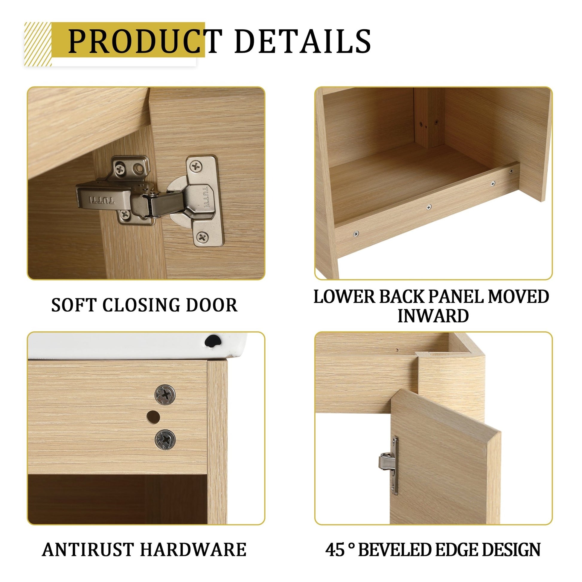 24'' Wall - Mounted Bathroom Vanity with White Ceramic Sink & 1 - Soft - Close Door, KD - Packing, Plywood, American White Oak - 1st Choice Furniture Direct