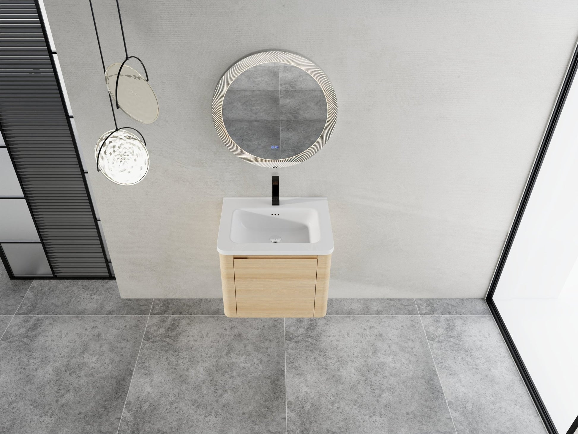 24'' Wall - Mounted Bathroom Vanity with White Ceramic Sink & 1 - Soft - Close Door, KD - Packing, Plywood, American White Oak - 1st Choice Furniture Direct