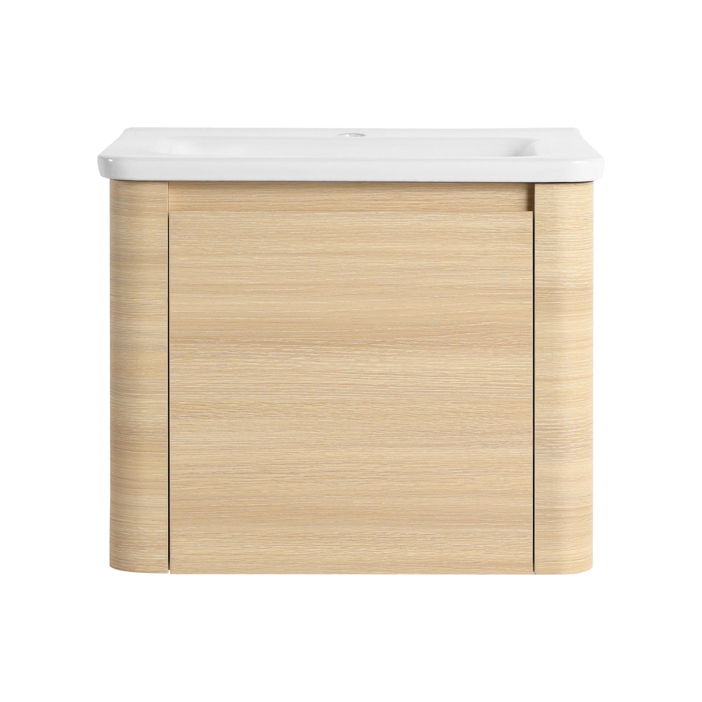 24'' Wall - Mounted Bathroom Vanity with White Ceramic Sink & 1 - Soft - Close Door, KD - Packing, Plywood, American White Oak - 1st Choice Furniture Direct
