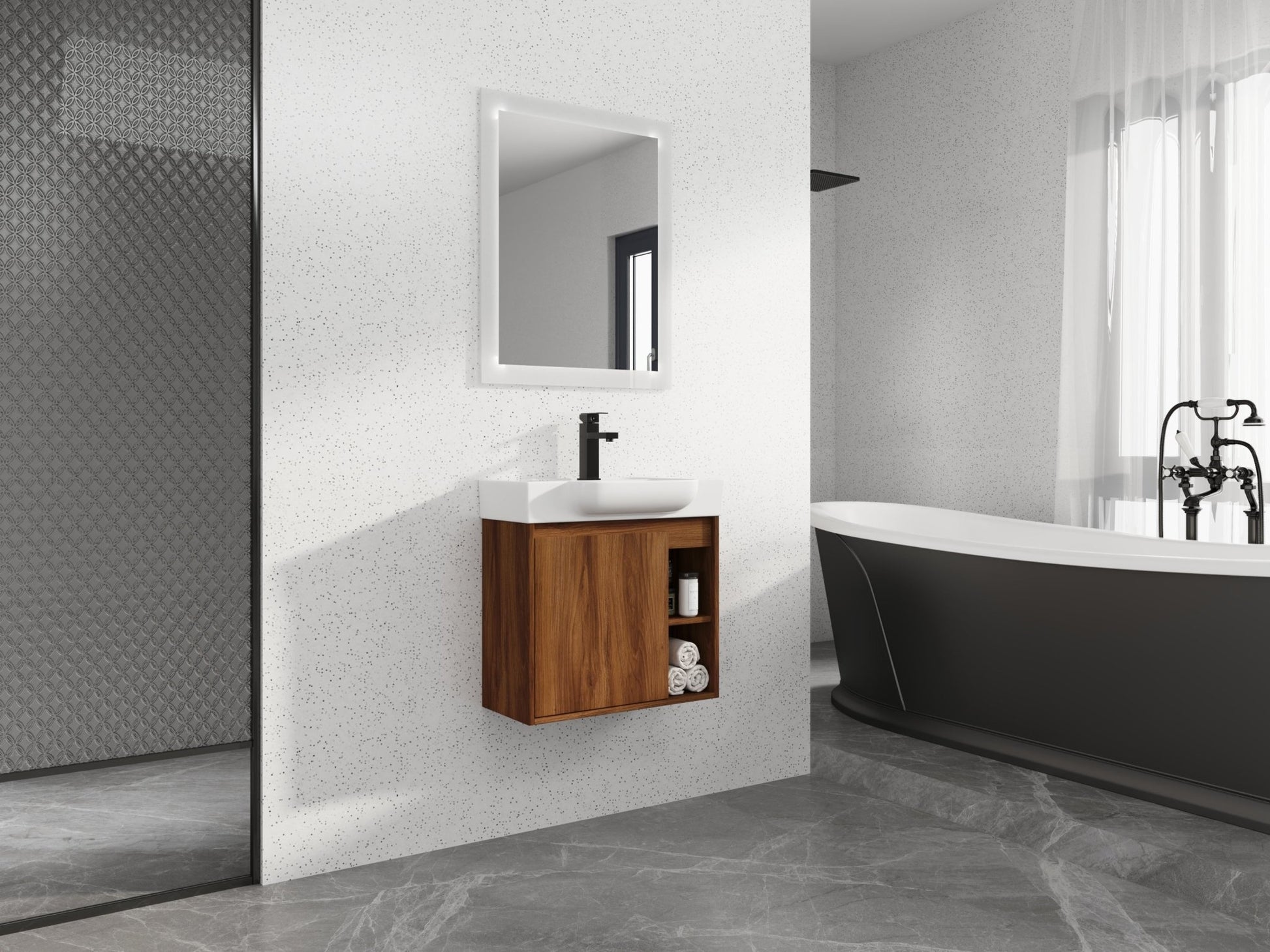 24'' Wall - Mounted Bathroom Vanity with White Ceramic Sink & Soft - Close Door, KD - Packing - 1st Choice Furniture Direct