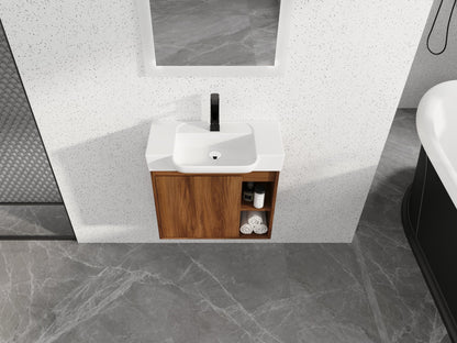24'' Wall - Mounted Bathroom Vanity with White Ceramic Sink & Soft - Close Door, KD - Packing - 1st Choice Furniture Direct